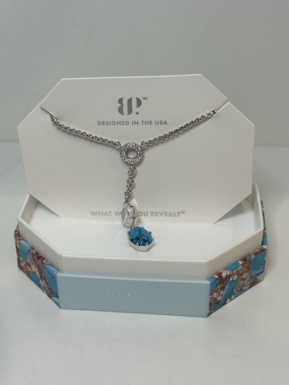 BP Silver Necklace with Turquoise Pendant “This chain means business” NK65213